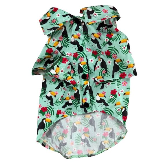 Fuzzyard Tropical Toucan Print Dog Shirt Lightweight Green Size 3 - Picture 4 of 11